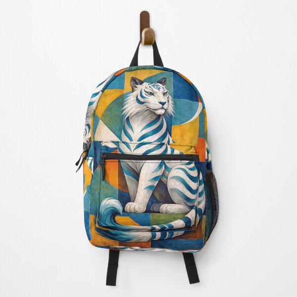 Item preview, White Tiger Wild Spirit - a cubist Painting designed and sold by GalleryKauffeld.