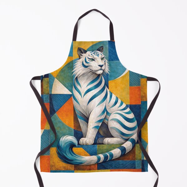 Item preview, White Tiger Wild Spirit - a cubist Painting designed and sold by GalleryKauffeld.