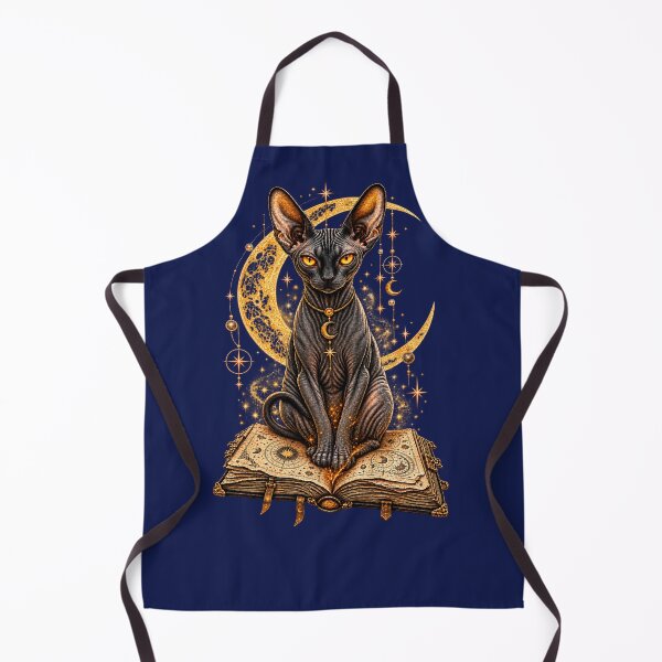 Item preview, Mystical Sphynx Cat Familiar – Gothic Spellbook and Crescent Moon designed and sold by Anyshca.