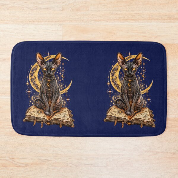 Item preview, Mystical Sphynx Cat Familiar – Gothic Spellbook and Crescent Moon designed and sold by Anyshca.