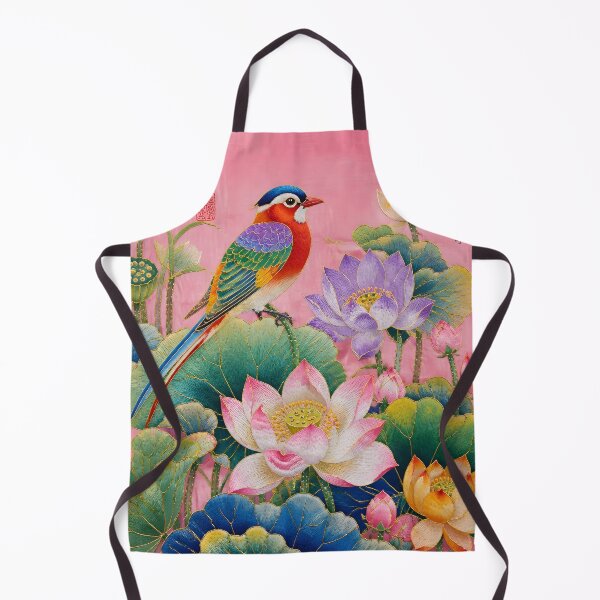 Item preview, Chinese Silk Embroidery Lotus Flowers Pink Bird Botanical Art designed and sold by GrinGalore.