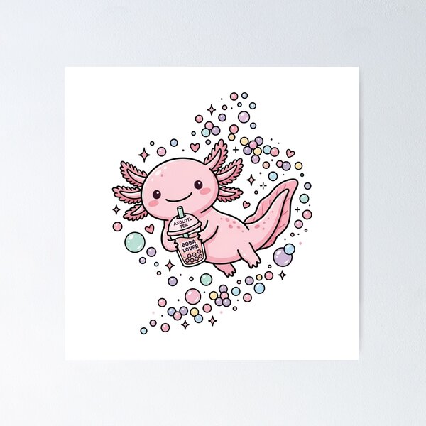 Item preview, Cute Kawaii Axolotl Boba T-Shirt, Funny Exotic Pet & Bubble Tea Graphic Tee designed and sold by KreatoLab.