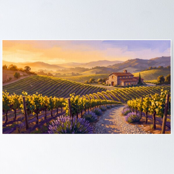 Item preview, Napa Valley Vineyard Rows at Golden Hour designed and sold by RedPeaStudio.