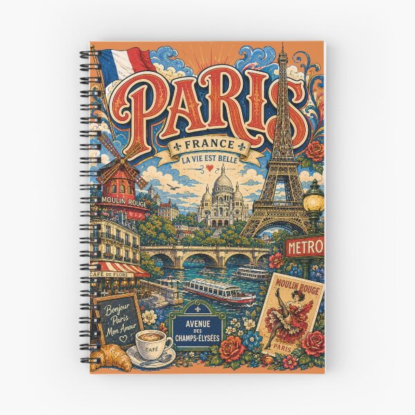 Item preview, Paris France La Vie Est Belle Vintage Travel Poster designed and sold by Skyrocketz.