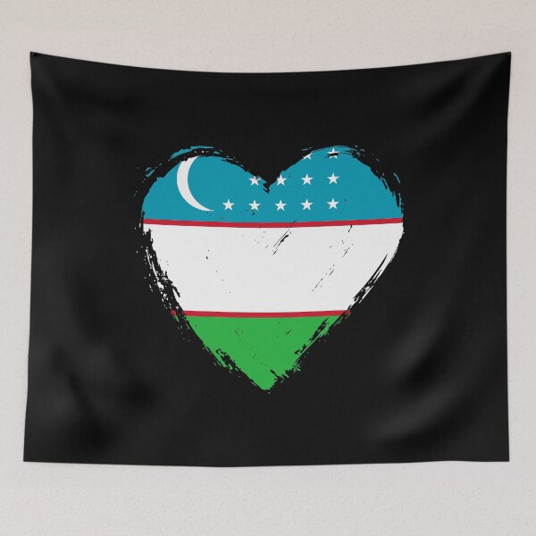 Item preview, Distressed Uzbekistan Flag Heart UZ designed and sold by shitpostee.