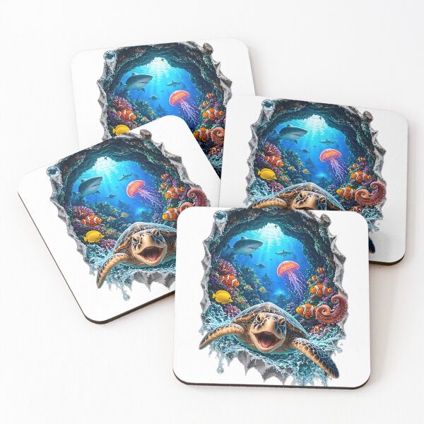 Item preview, 3D Cute Sea Turtle Underwater Adventure designed and sold by AI-Only Creations.