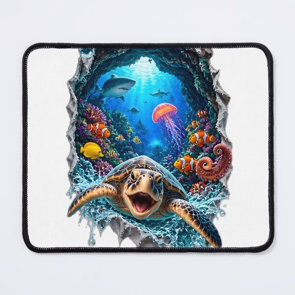 Item preview, 3D Cute Sea Turtle Underwater Adventure designed and sold by AI-Only Creations.