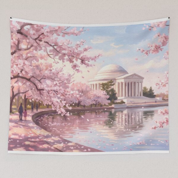 Item preview, Cherry Blossoms Around the Jefferson Memorial designed and sold by RedPeaStudio.