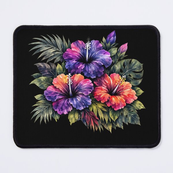Item preview, Vibrant Tropical Hibiscus Watercolor Bouquet with Monstera Leaves designed and sold by IamNolmo.