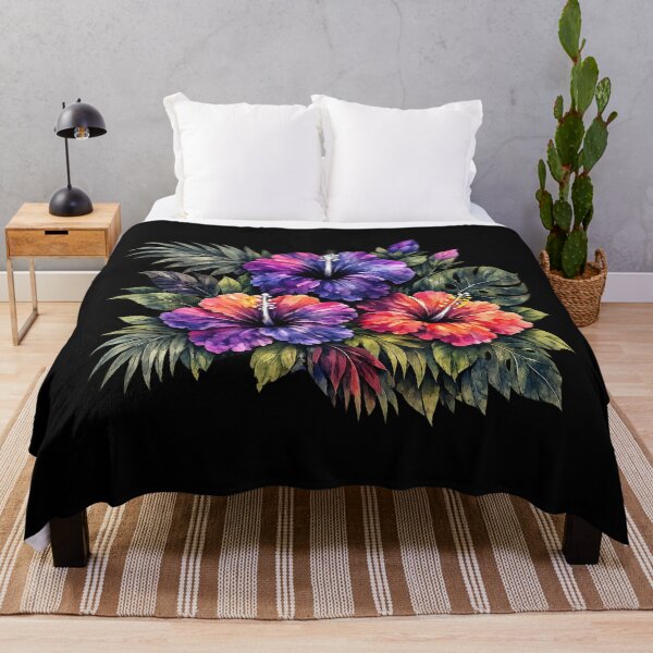 Item preview, Vibrant Tropical Hibiscus Watercolor Bouquet with Monstera Leaves designed and sold by IamNolmo.