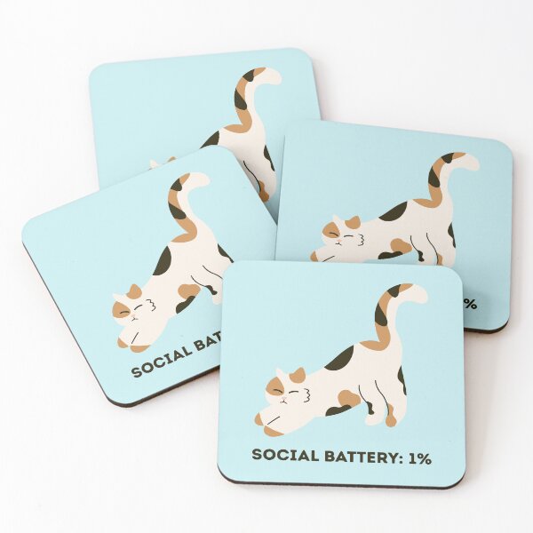 Item preview, Social Battery 1% Funny Cat Quote designed and sold by jianina-alondra.