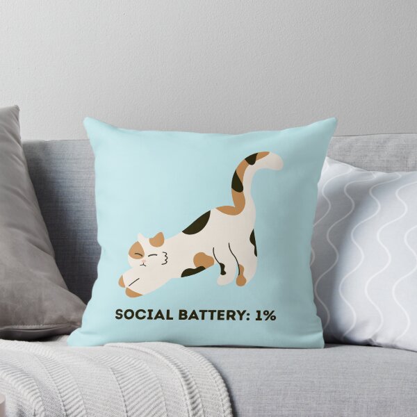 Item preview, Social Battery 1% Funny Cat Quote designed and sold by jianina-alondra.