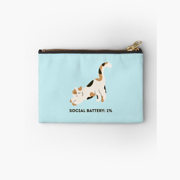 Item preview, Social Battery 1% Funny Cat Quote designed and sold by jianina-alondra.