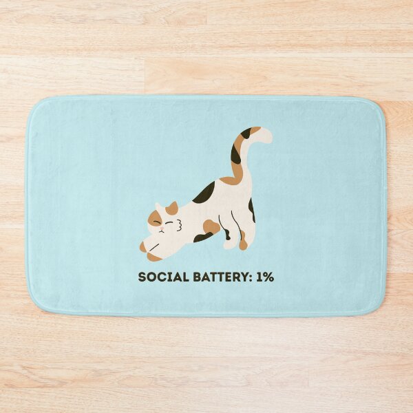 Item preview, Social Battery 1% Funny Cat Quote designed and sold by jianina-alondra.