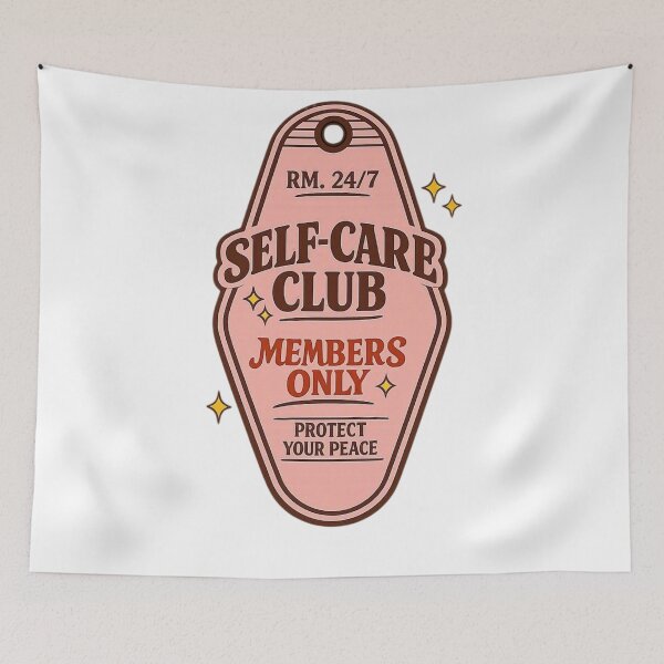 Item preview, Self Care Club Retro Motel Keychain Mental Health Gift designed and sold by Timeless Junction.