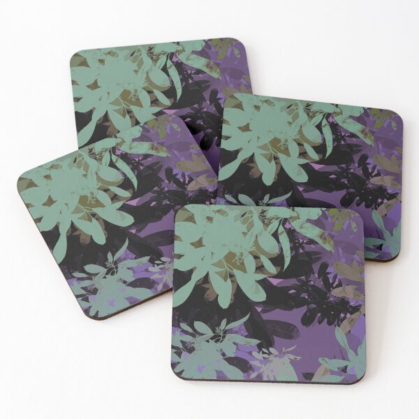 Item preview, Neon Violet and Mint Green Botanical Leaves Sillhouette Pattern designed and sold by GajaSedej.