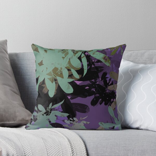 Item preview, Neon Violet and Mint Green Botanical Leaves Sillhouette Pattern designed and sold by GajaSedej.