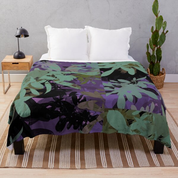 Item preview, Neon Violet and Mint Green Botanical Leaves Sillhouette Pattern designed and sold by GajaSedej.