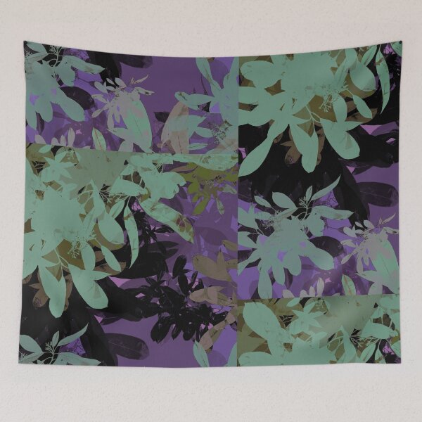 Item preview, Neon Violet and Mint Green Botanical Leaves Sillhouette Pattern designed and sold by GajaSedej.