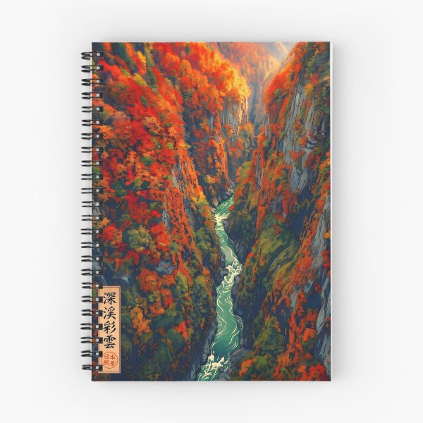 Item preview, Ukiyo-e Autumn Canyon Emerald River Art designed and sold by conohitoAI-ArtGallery.