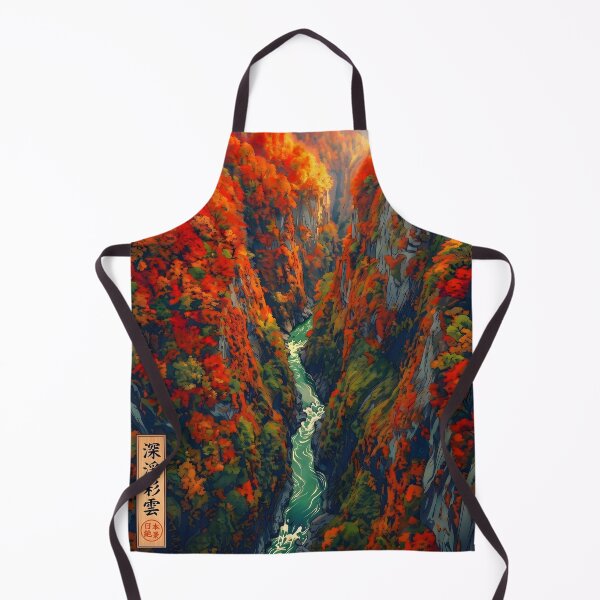 Item preview, Ukiyo-e Autumn Canyon Emerald River Art designed and sold by conohitoAI-ArtGallery.