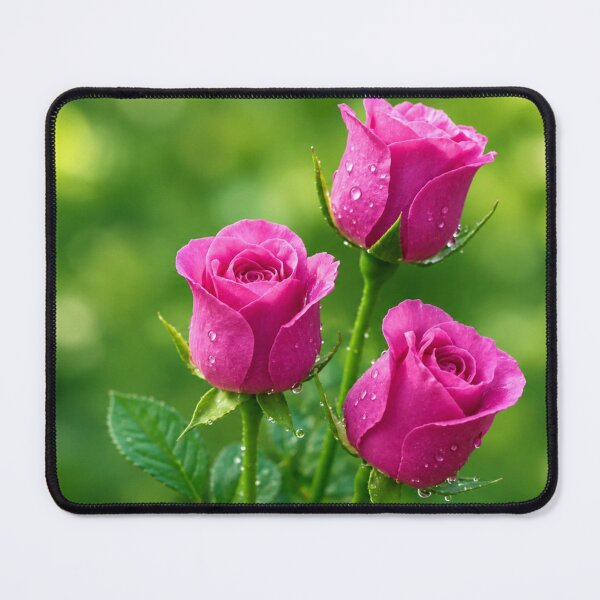 Item preview, Pink Rose Trio With Water Droplets in Bloom designed and sold by Wild Bloom Paws.