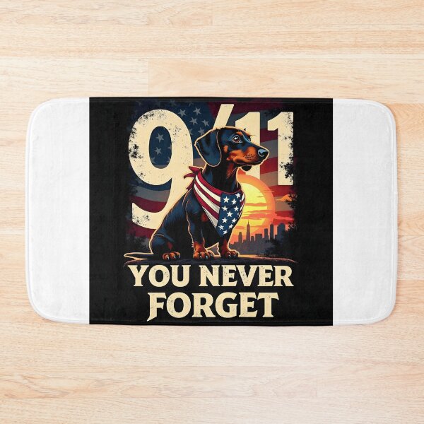 Item preview, PATRIOTIC DACHSHUND 9/11 MEMORIAL YOU NEVER FORGET ART designed and sold by PawsStudioAU.