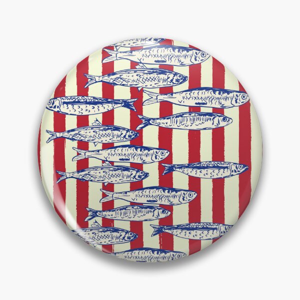 Item preview, Sardines with Red Stripes Mediterranean Retro Fish designed and sold by MaiZephyr.