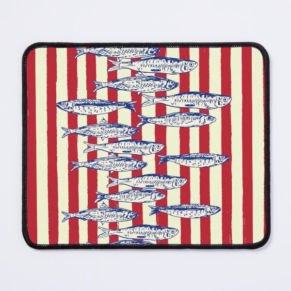 Item preview, Sardines with Red Stripes Mediterranean Retro Fish designed and sold by MaiZephyr.