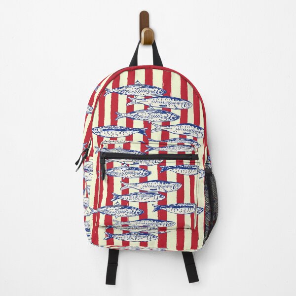 Item preview, Sardines with Red Stripes Mediterranean Retro Fish designed and sold by MaiZephyr.