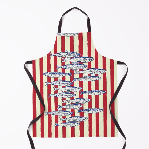 Item preview, Sardines with Red Stripes Mediterranean Retro Fish designed and sold by MaiZephyr.