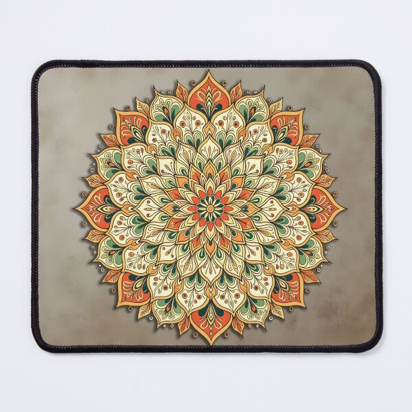 Item preview, Floral Mandala Gold Orange Green Kaleidoscope designed and sold by pASob-dESIGN.