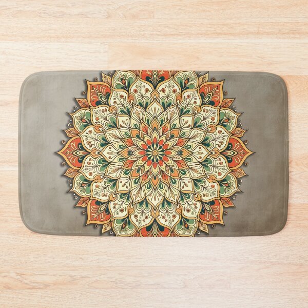 Item preview, Floral Mandala Gold Orange Green Kaleidoscope designed and sold by pASob-dESIGN.