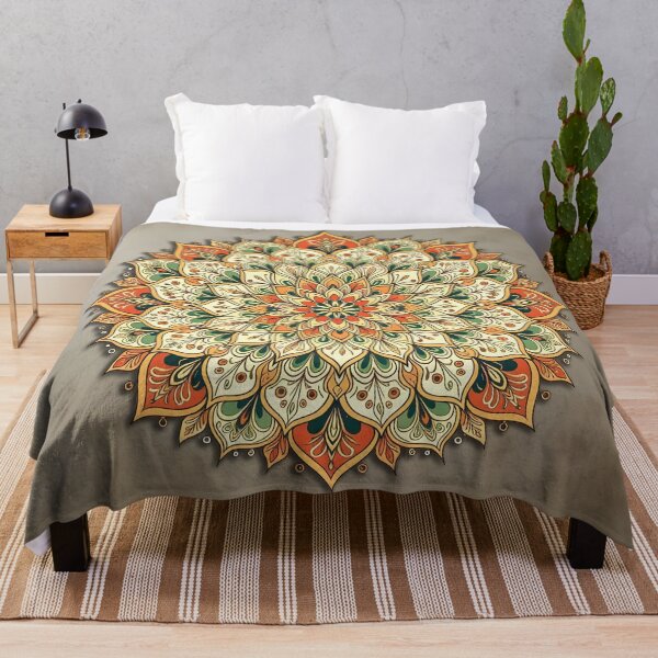 Item preview, Floral Mandala Gold Orange Green Kaleidoscope designed and sold by pASob-dESIGN.