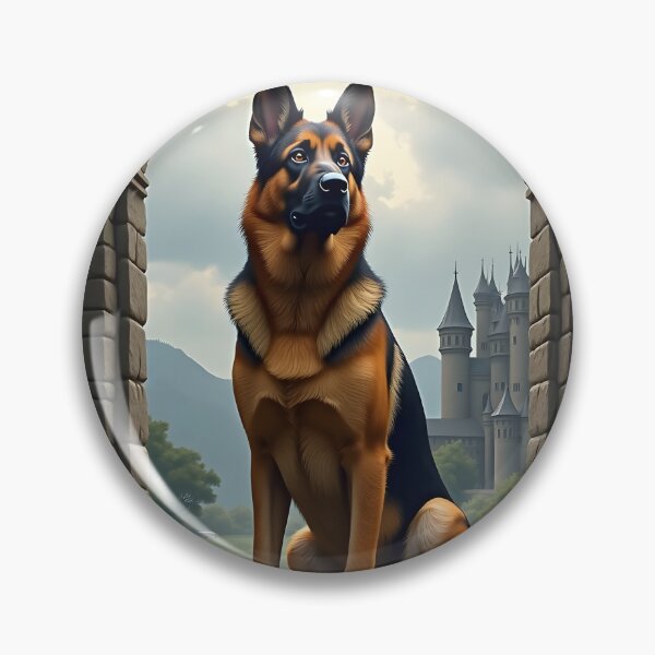 Item preview, ROYAL GERMAN SHEPHERD FANTASY CASTLE WALL ART designed and sold by PawsStudioAU.