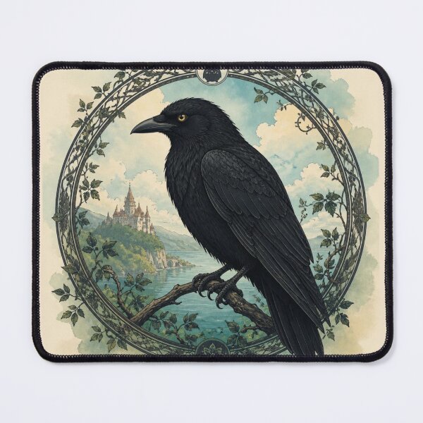 Item preview, Studio Ghibli Black Raven Castle Watercolor Botanical Art designed and sold by GrinGalore.