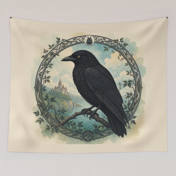 Item preview, Studio Ghibli Black Raven Castle Watercolor Botanical Art designed and sold by GrinGalore.