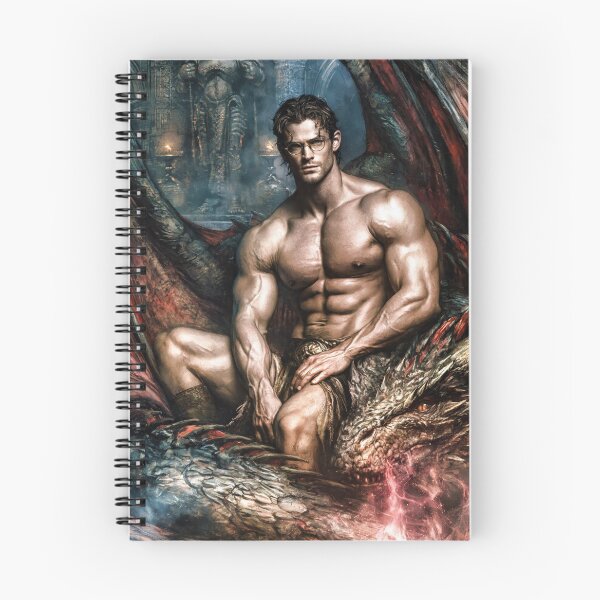 Item preview, Muscular Man with Glasses Seated on Dragon in Stone Hall designed and sold by JaimeLikes.