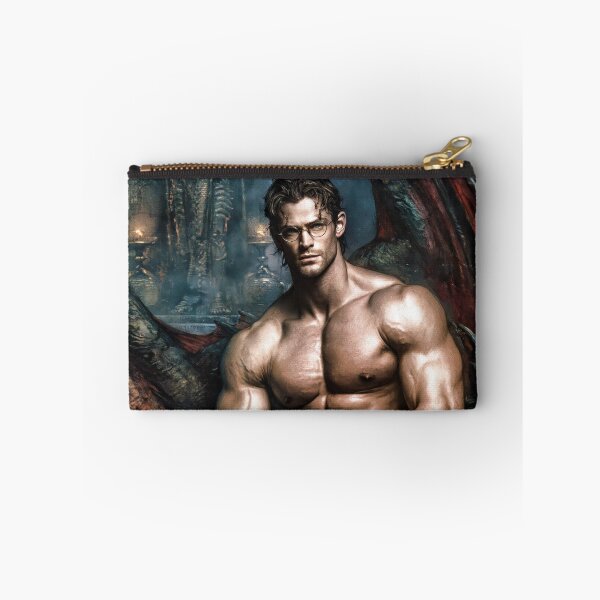 Item preview, Muscular Man with Glasses Seated on Dragon in Stone Hall designed and sold by JaimeLikes.