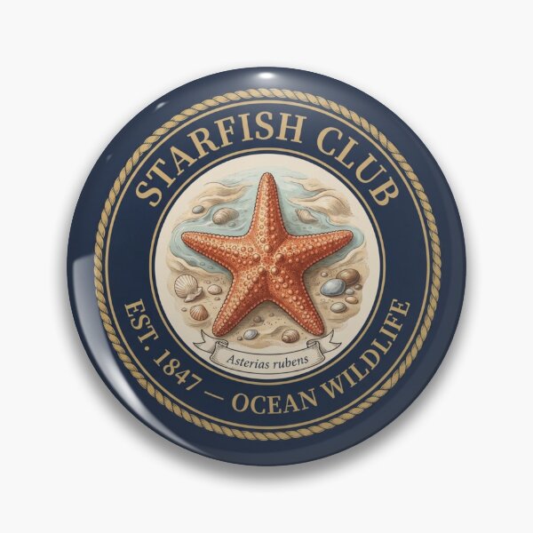 Item preview, Starfish Club Vintage Badge Ocean Wildlife Art designed and sold by CalmCapy Co.