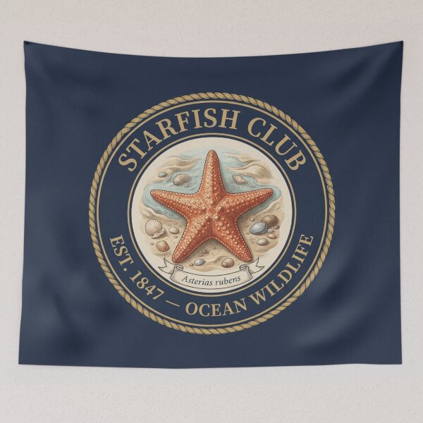 Item preview, Starfish Club Vintage Badge Ocean Wildlife Art designed and sold by CalmCapy Co.