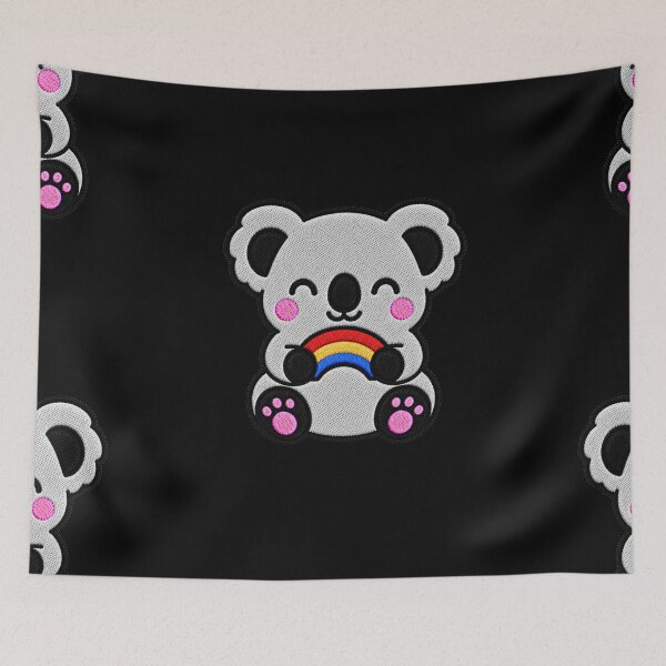 Item preview, Cute Koala Holding Rainbow Kawaii Embroidery Patch designed and sold by ColorSplash123.