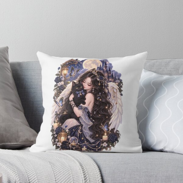 Item preview, Moonlit Angel with Black Cat designed and sold by Cat-loveparttime.