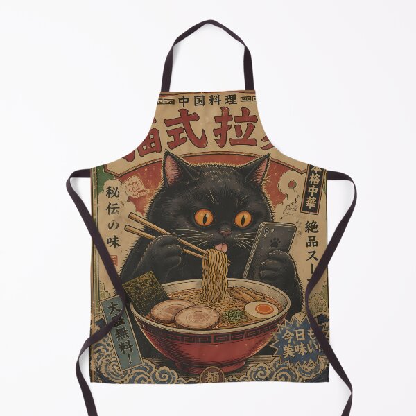 Item preview, Japanese Black Cat Smartphone Ramen Vintage Ukiyo-e Woodcut Kawaii Cat Anime Art designed and sold by GrinGalore.