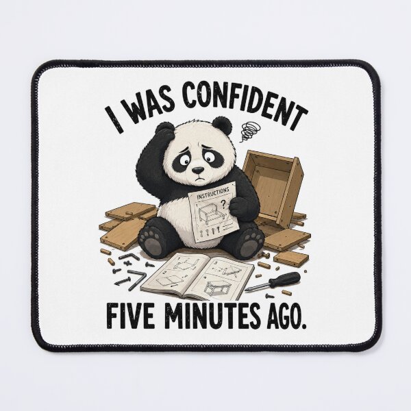 Item preview, I Was Confident Five Minutes Ago Funny Panda T-Shirt | Everyday Chaos Club designed and sold by Kiinaaa.