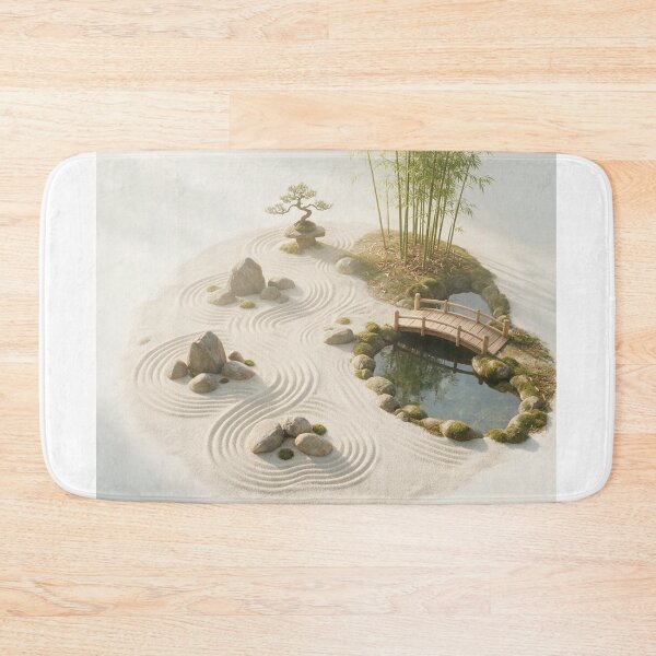 Artikelvorschau, Miniatur-Zen-Gartenteich 3D-Illustration entworfen und verkauft von @VIRAT DESIGNER@.
