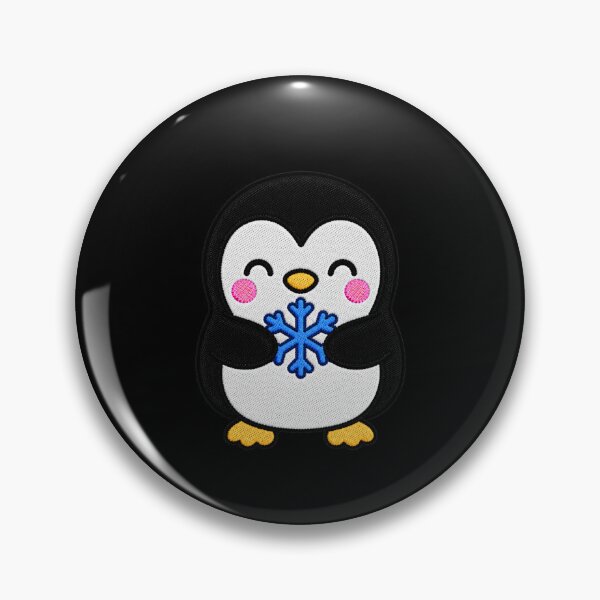 Item preview, Cute Penguin Holding Blue Snowflake Kawaii Embroidery Patch designed and sold by ColorSplash123.