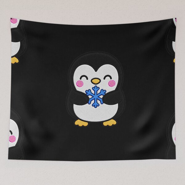 Item preview, Cute Penguin Holding Blue Snowflake Kawaii Embroidery Patch designed and sold by ColorSplash123.