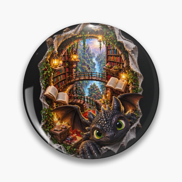 Item preview, 3D Baby Dragon Magical Library designed and sold by AI-Only Creations.