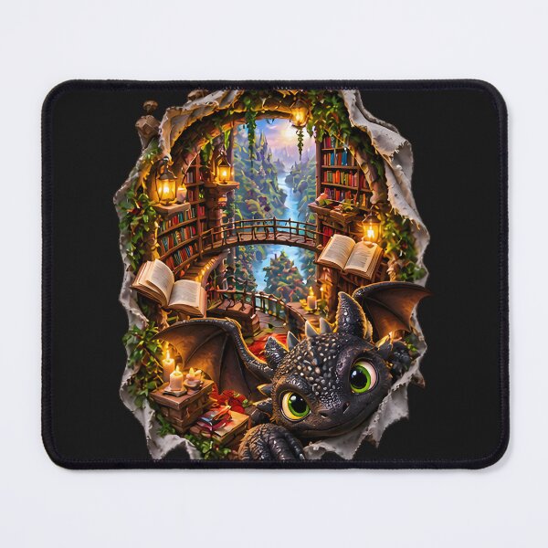 Item preview, 3D Baby Dragon Magical Library designed and sold by AI-Only Creations.